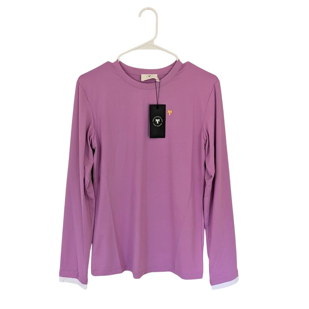 NWT The TackHack Purple Kate Cuffed Horse Riding Shirt Women Size L Equestrian